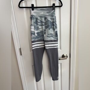 Bombshell Sportswear Pocket Thigh High Sock Leggings Green Camo/Gray